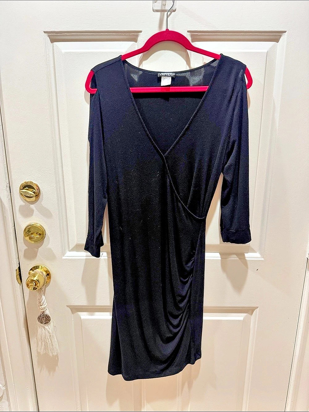 VENUS Black Long Sleeve Midi Dress Size Medium